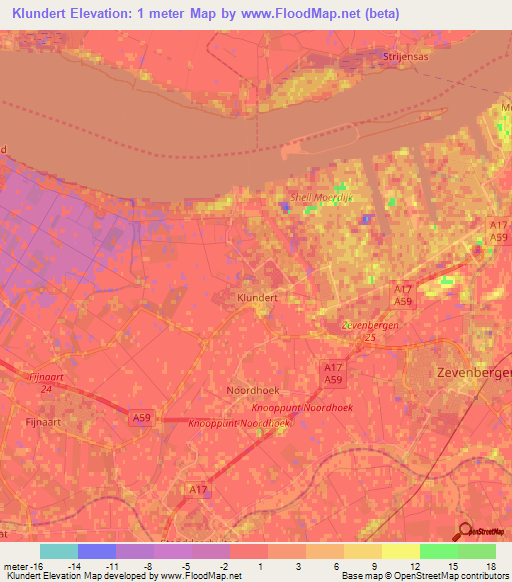 Klundert,Netherlands Elevation Map