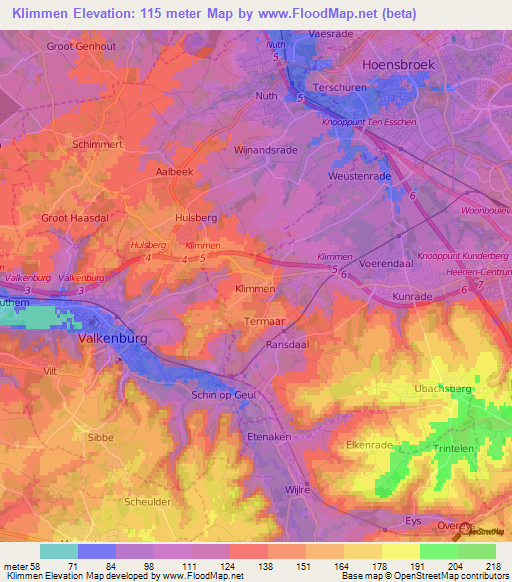 Klimmen,Netherlands Elevation Map