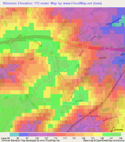 Klimmen,Netherlands Elevation Map