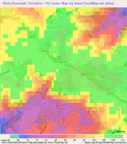 Klein-Doenrade,Netherlands Elevation Map