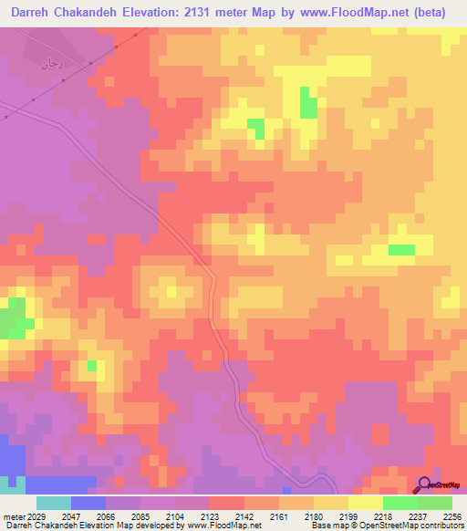 Darreh Chakandeh,Iran Elevation Map