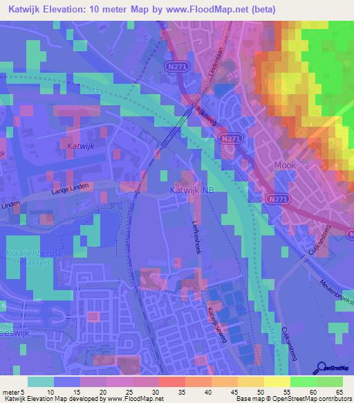 Katwijk,Netherlands Elevation Map