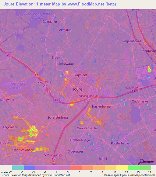 Joure,Netherlands Elevation Map