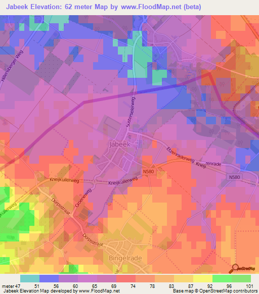 Jabeek,Netherlands Elevation Map