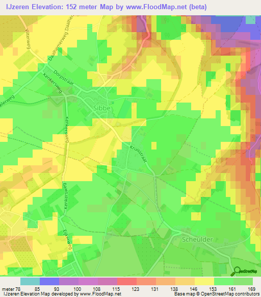 IJzeren,Netherlands Elevation Map