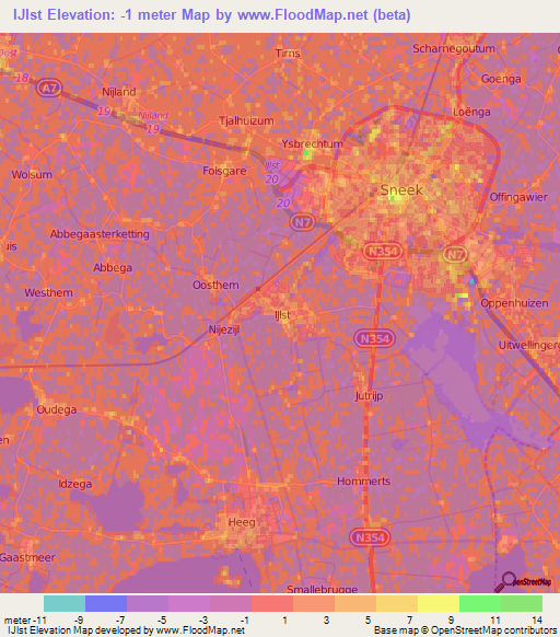 IJlst,Netherlands Elevation Map