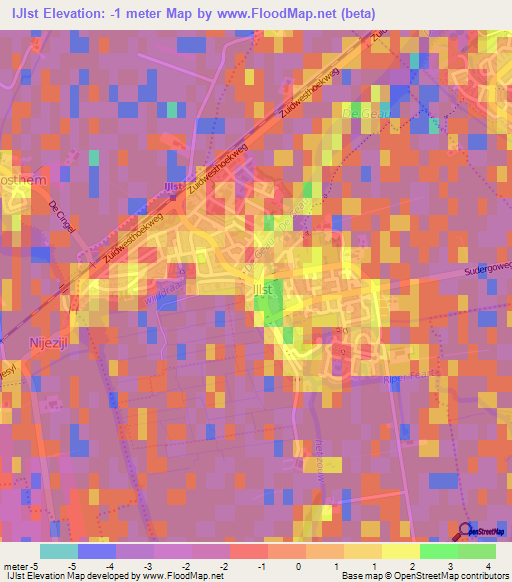 IJlst,Netherlands Elevation Map