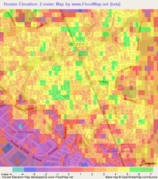 Houten,Netherlands Elevation Map