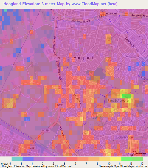 Hoogland,Netherlands Elevation Map