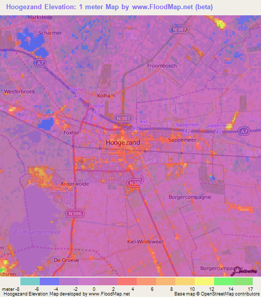 Hoogezand,Netherlands Elevation Map