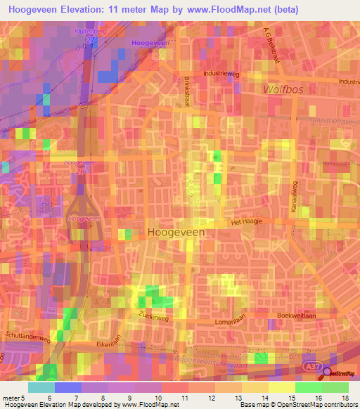 Hoogeveen,Netherlands Elevation Map