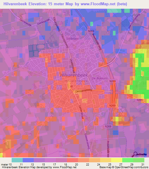 Hilvarenbeek,Netherlands Elevation Map