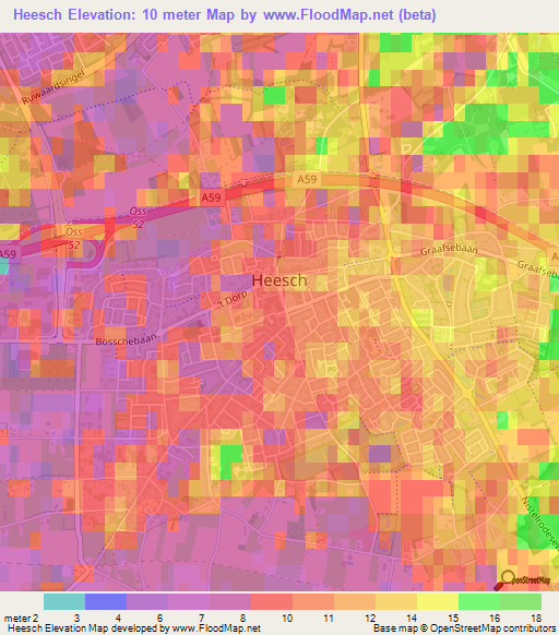 Heesch,Netherlands Elevation Map