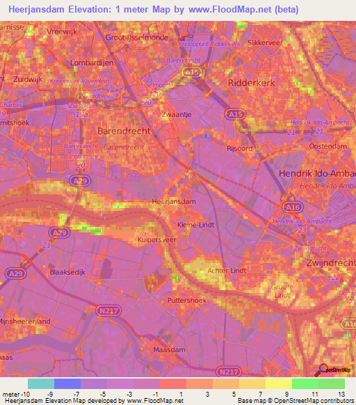 Heerjansdam,Netherlands Elevation Map
