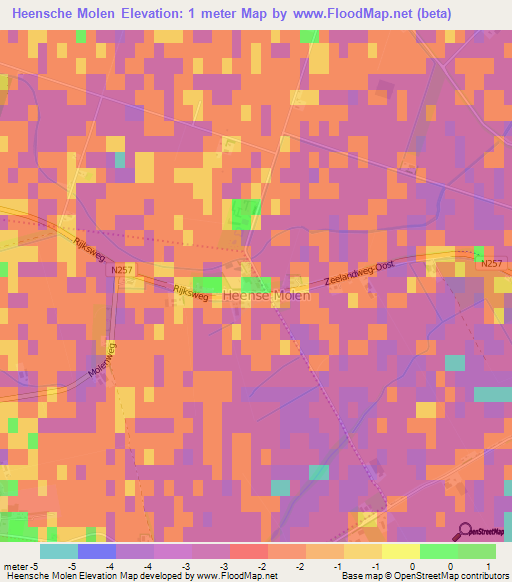 Heensche Molen,Netherlands Elevation Map