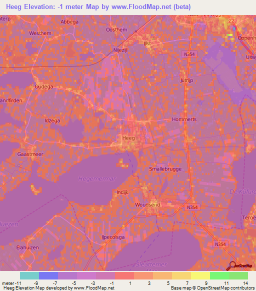 Heeg,Netherlands Elevation Map