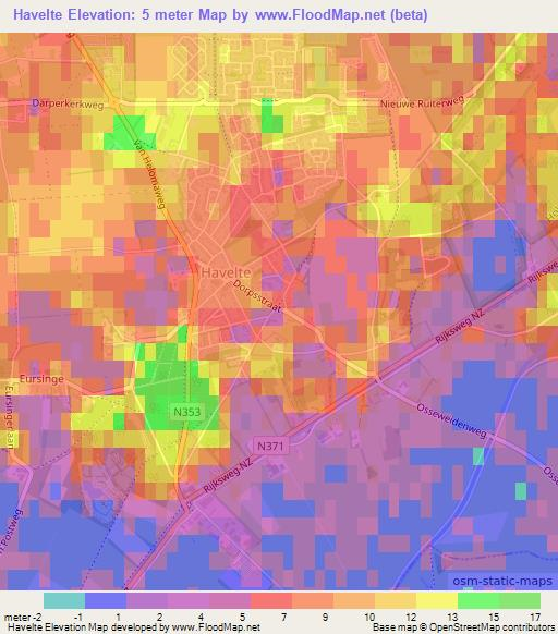 Havelte,Netherlands Elevation Map