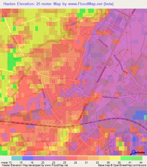 Haelen,Netherlands Elevation Map