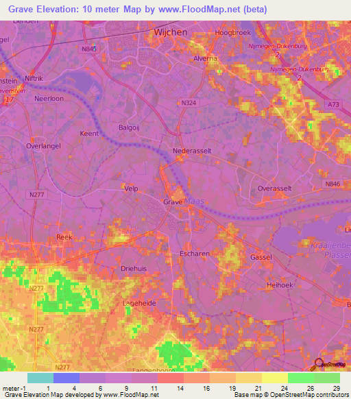 Grave,Netherlands Elevation Map