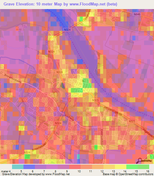 Grave,Netherlands Elevation Map