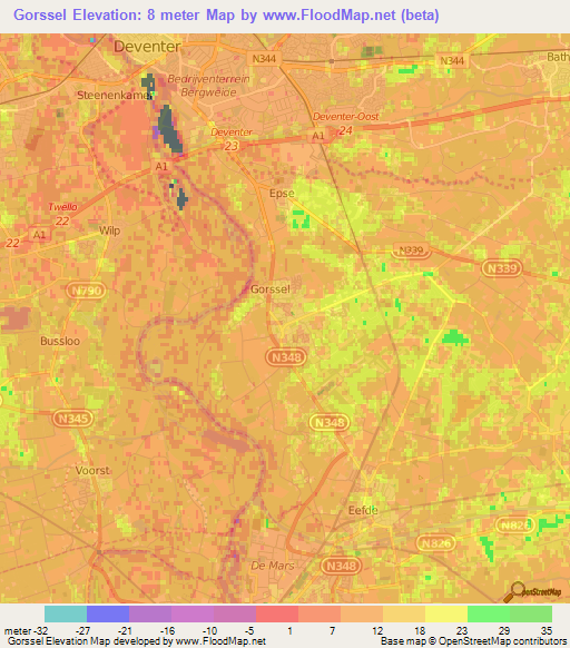 Gorssel,Netherlands Elevation Map