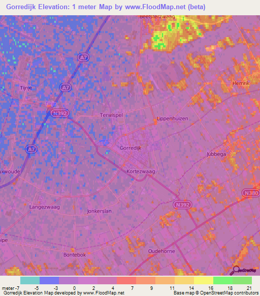 Gorredijk,Netherlands Elevation Map