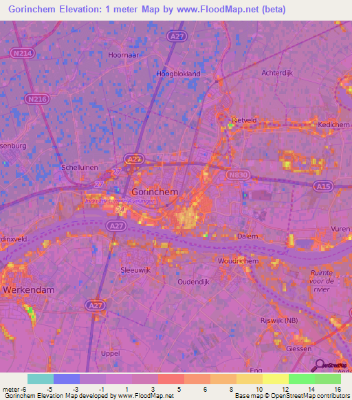 Gorinchem,Netherlands Elevation Map