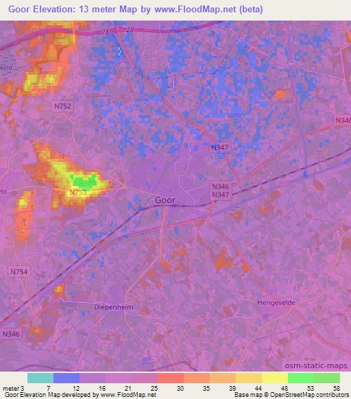 Goor,Netherlands Elevation Map