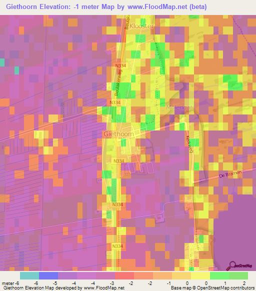 Giethoorn,Netherlands Elevation Map