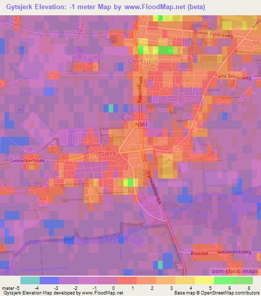 Gytsjerk,Netherlands Elevation Map