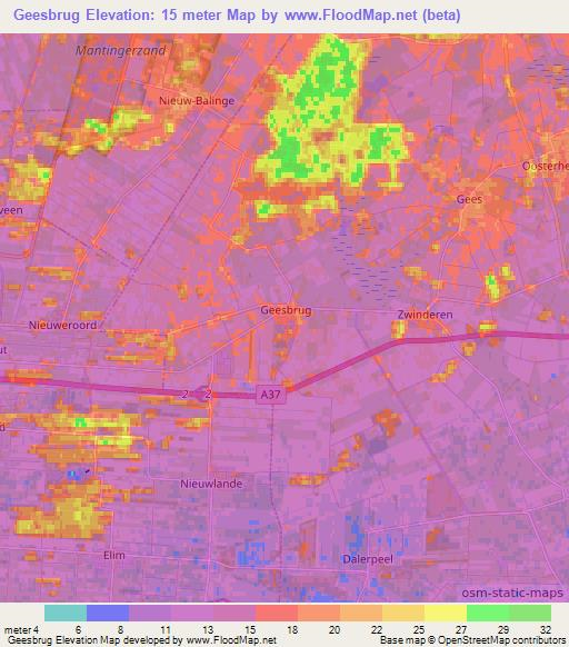 Geesbrug,Netherlands Elevation Map