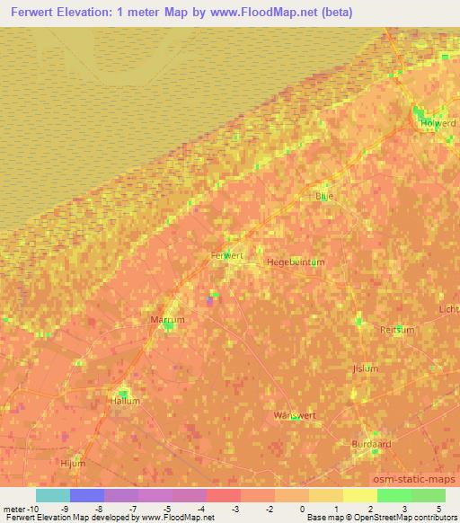 Ferwert,Netherlands Elevation Map