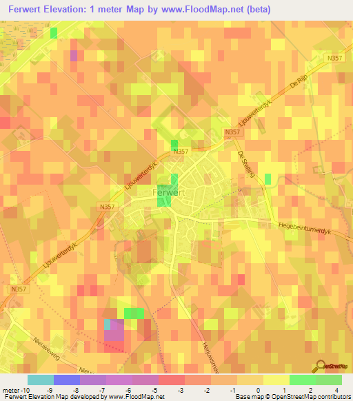 Ferwert,Netherlands Elevation Map
