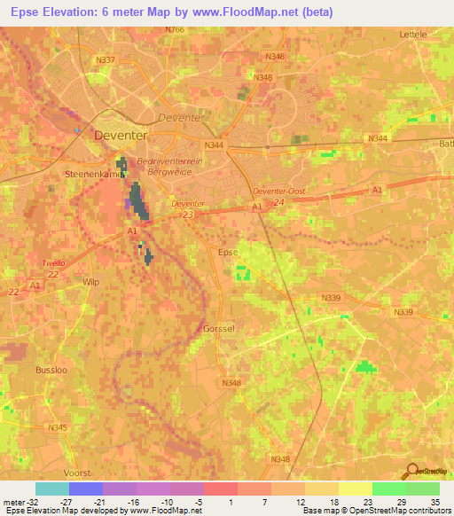 Epse,Netherlands Elevation Map