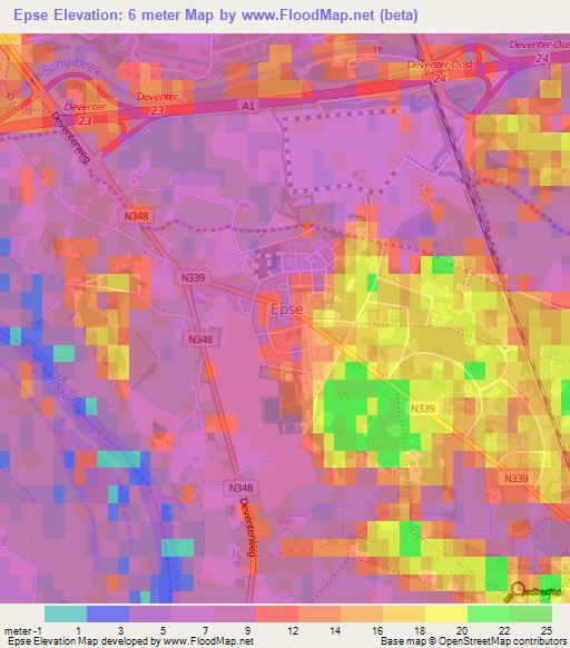 Epse,Netherlands Elevation Map