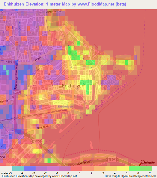 Enkhuizen,Netherlands Elevation Map