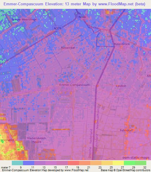 Emmer-Compascuum,Netherlands Elevation Map