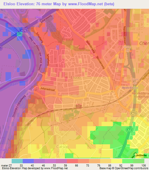 Elsloo,Netherlands Elevation Map