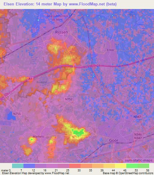 Elsen,Netherlands Elevation Map