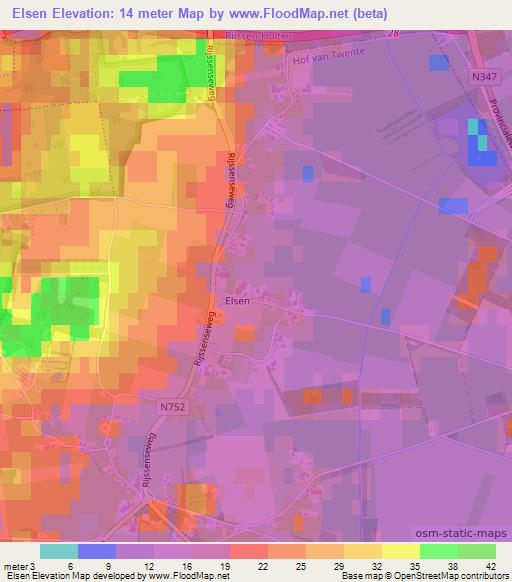 Elsen,Netherlands Elevation Map