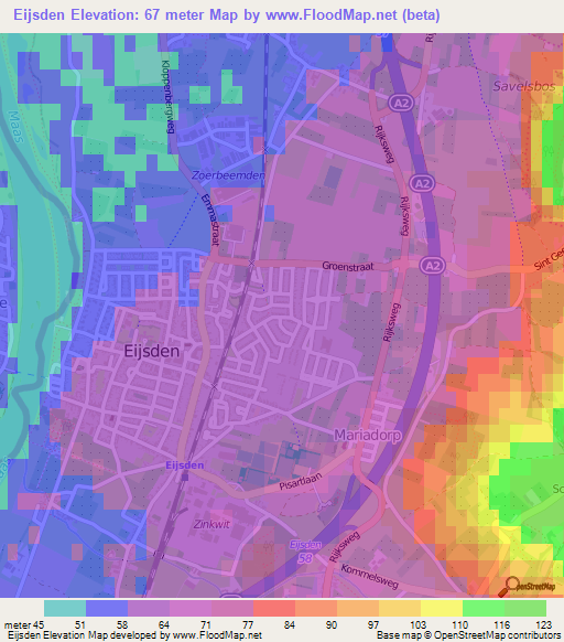 Eijsden,Netherlands Elevation Map