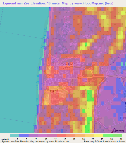 Egmond aan Zee,Netherlands Elevation Map