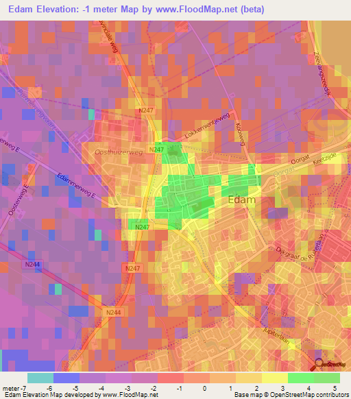 Edam,Netherlands Elevation Map