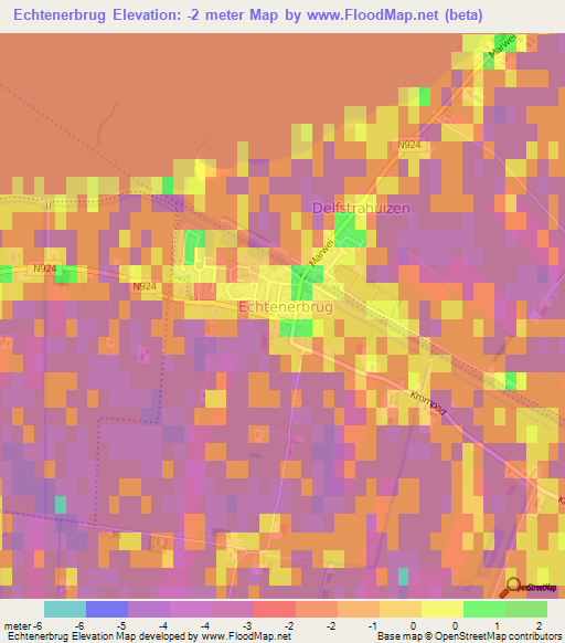 Echtenerbrug,Netherlands Elevation Map