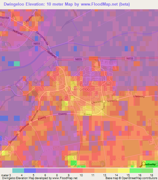 Dwingeloo,Netherlands Elevation Map