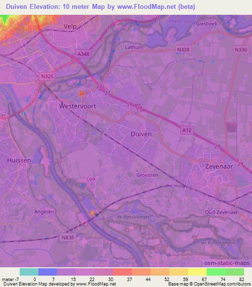 Duiven,Netherlands Elevation Map
