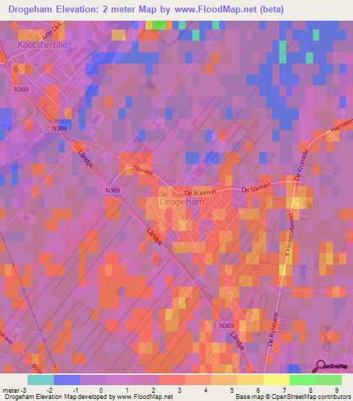 Drogeham,Netherlands Elevation Map