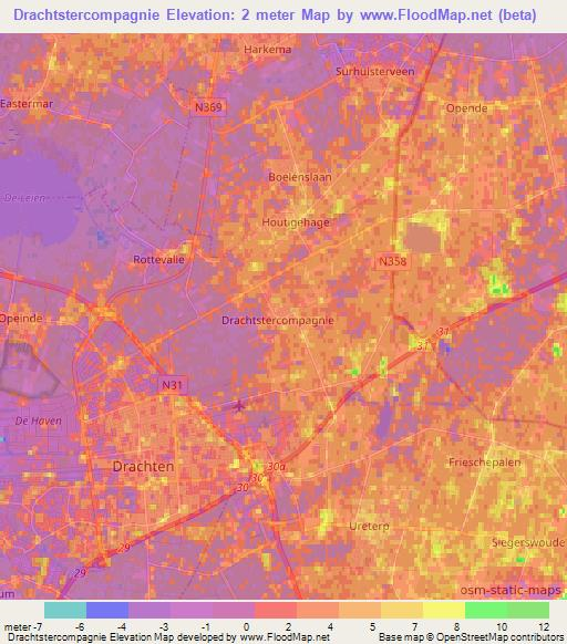 Drachtstercompagnie,Netherlands Elevation Map