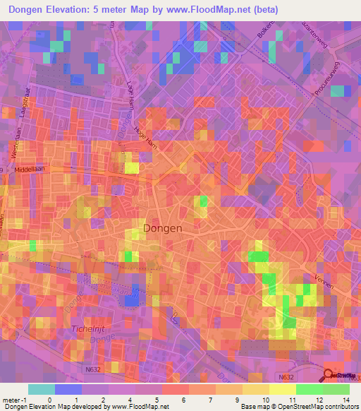 Dongen,Netherlands Elevation Map