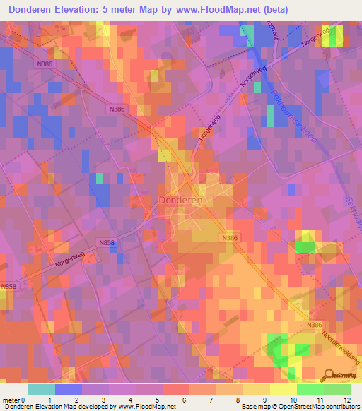 Donderen,Netherlands Elevation Map
